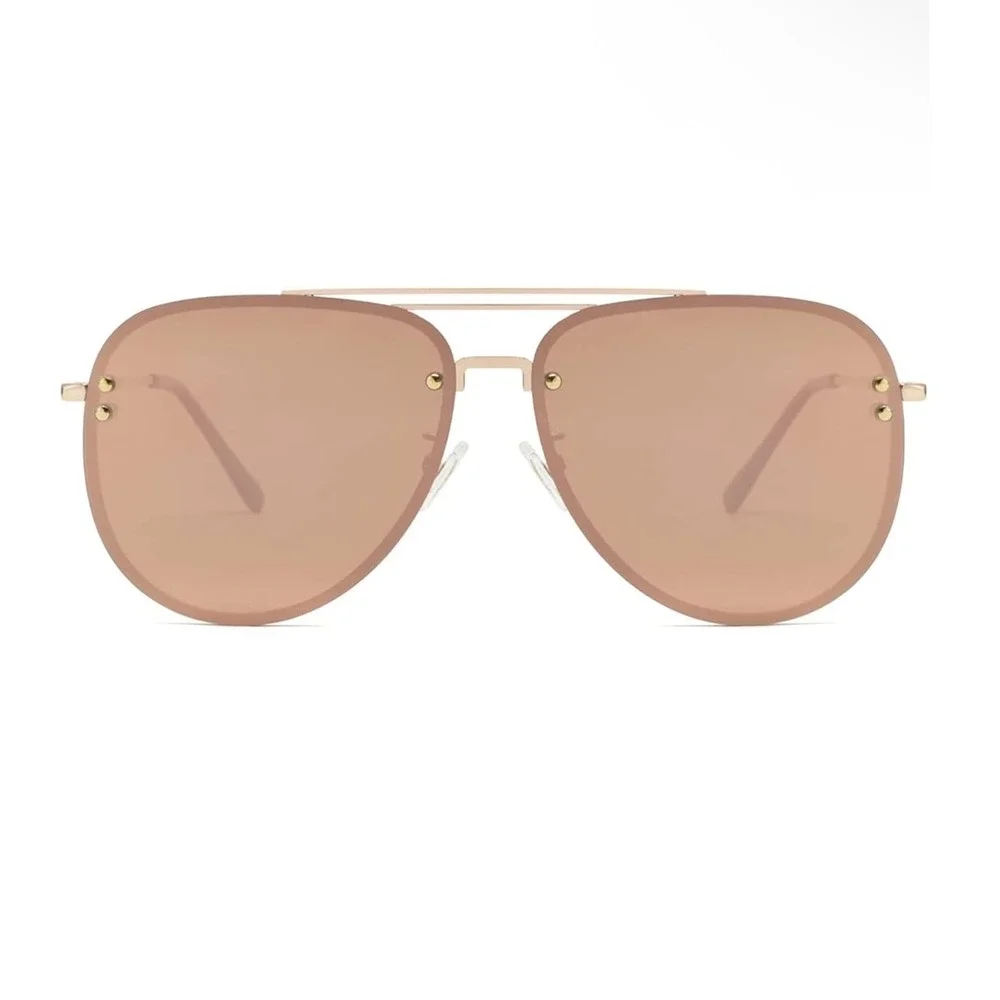 2-pack Vivienfang sunglasses black and gold tone‎ mirrored aviator